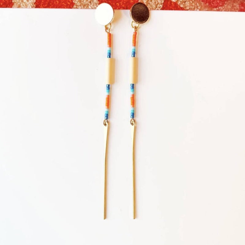 Blue Beads & Gold | Earrings