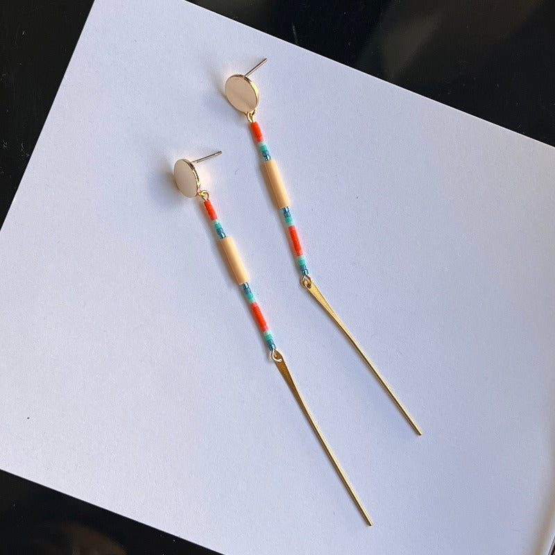 Blue Beads & Gold | Earrings