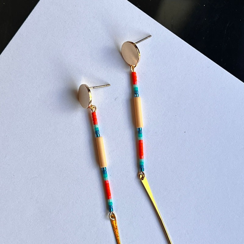 Blue Beads & Gold | Earrings