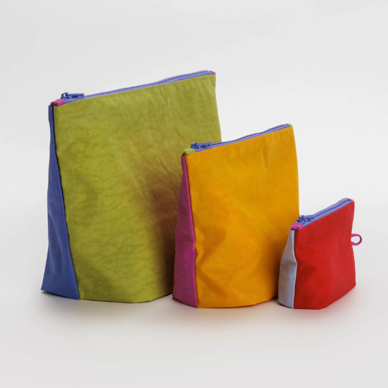 3 Piece Colorblock Pouch Set