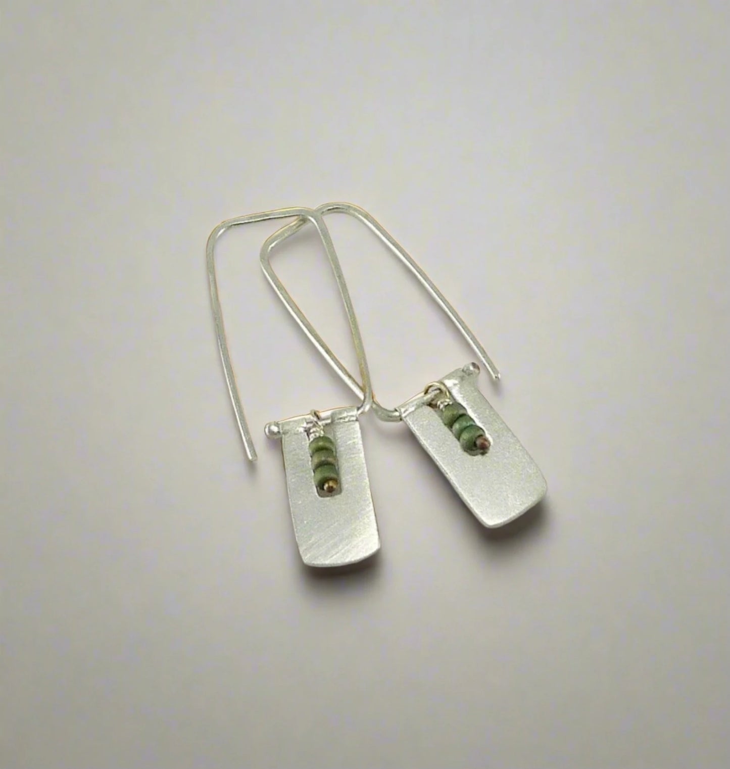 Silver and Moss Swing Earrings