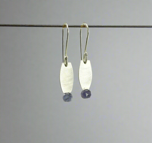 Silver Drum Tanzanite Earrings