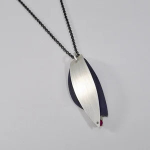 Swing Leaf Necklace with Ruby Accent