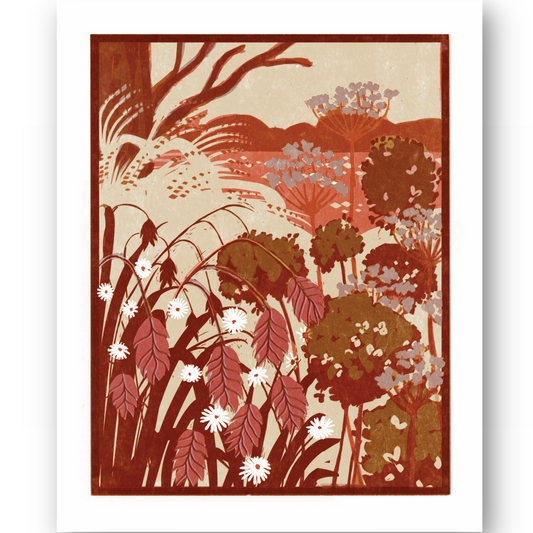 Oats & Aster | Woodblock Print