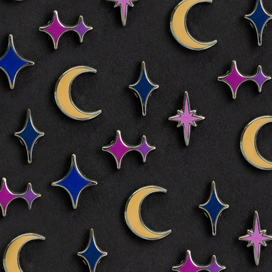 Mini Stars and Moon | 5 Piece Enamel Pin Set
