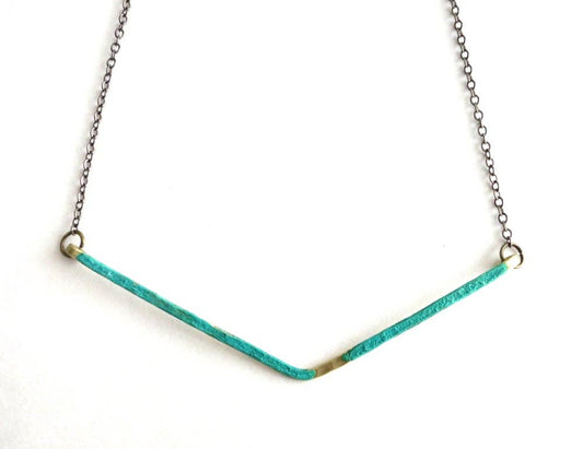 Chevron Verdigris Patina Necklace