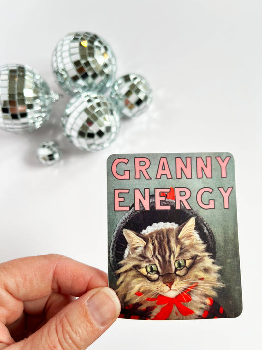 Granny Energy Cat Sticker