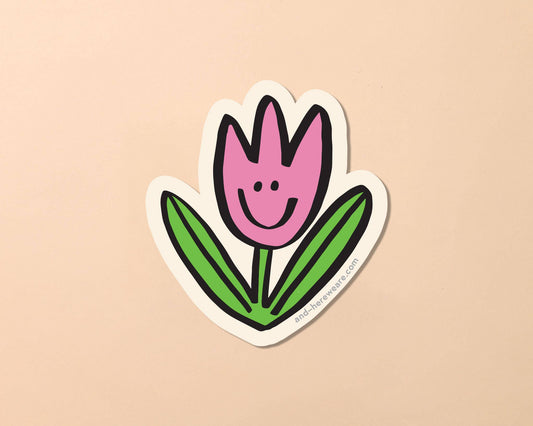 Happy Tulip Garden Flower Vinyl Sticker