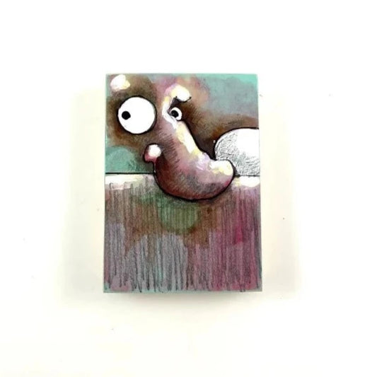 What Was That | Mixed Media  on Wood Block
